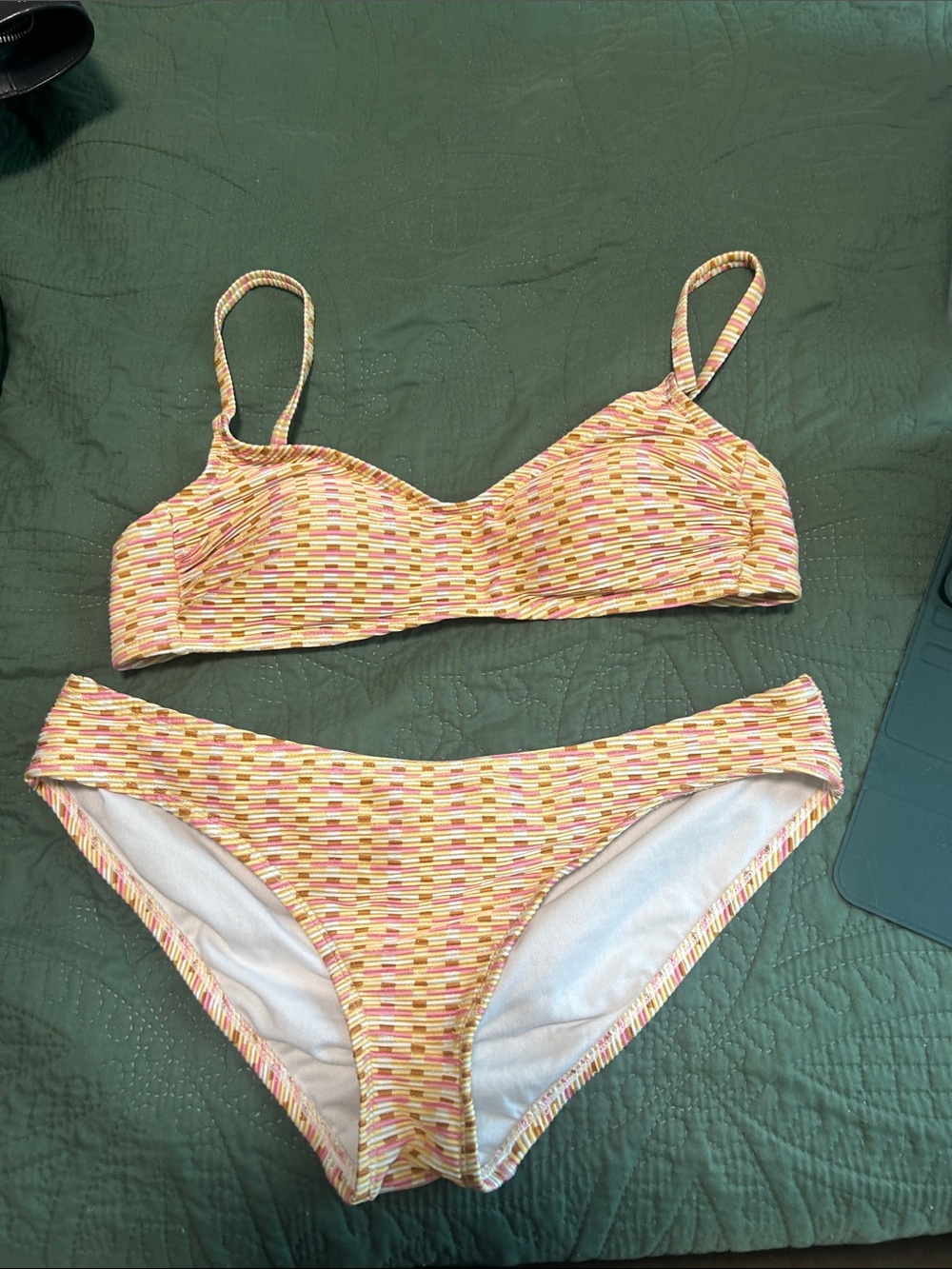 Kona Sol Multicolor Striped Pink Yellow Bikini